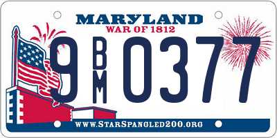 MD license plate 9BM0377