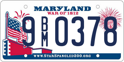 MD license plate 9BM0378