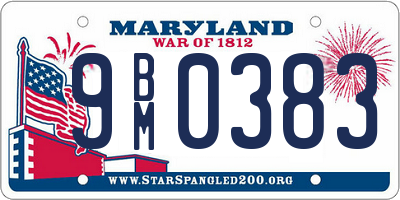 MD license plate 9BM0383