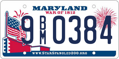 MD license plate 9BM0384