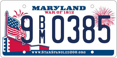 MD license plate 9BM0385