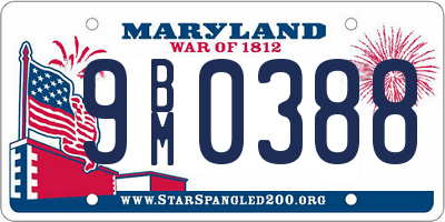 MD license plate 9BM0388