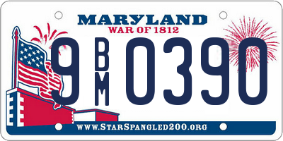 MD license plate 9BM0390