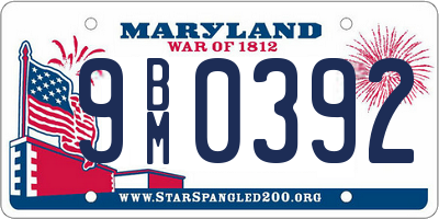 MD license plate 9BM0392