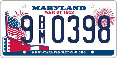 MD license plate 9BM0398