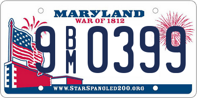 MD license plate 9BM0399