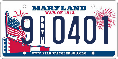 MD license plate 9BM0401