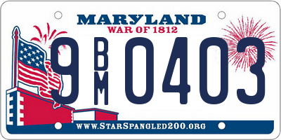 MD license plate 9BM0403