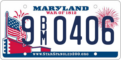 MD license plate 9BM0406