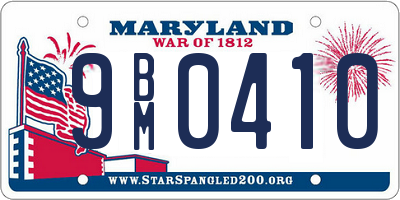 MD license plate 9BM0410