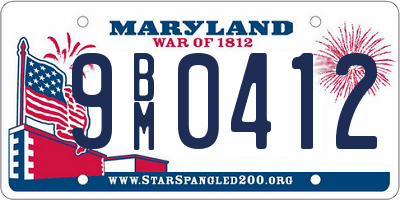 MD license plate 9BM0412