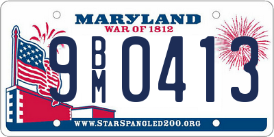 MD license plate 9BM0413