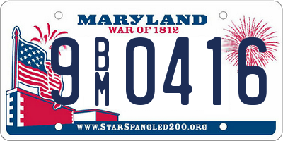 MD license plate 9BM0416