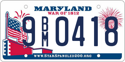 MD license plate 9BM0418