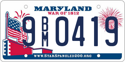 MD license plate 9BM0419