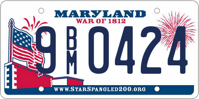 MD license plate 9BM0424