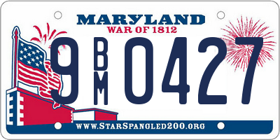 MD license plate 9BM0427