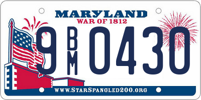 MD license plate 9BM0430