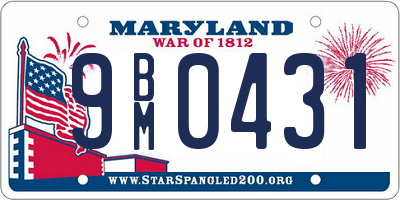 MD license plate 9BM0431