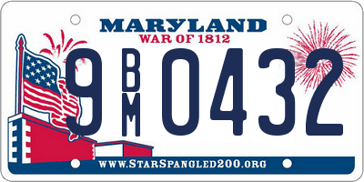 MD license plate 9BM0432