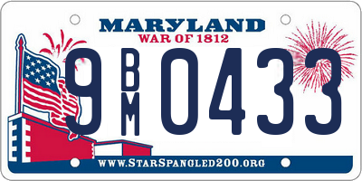 MD license plate 9BM0433