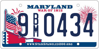 MD license plate 9BM0434