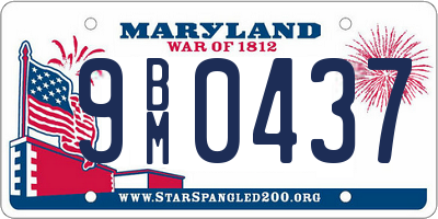 MD license plate 9BM0437