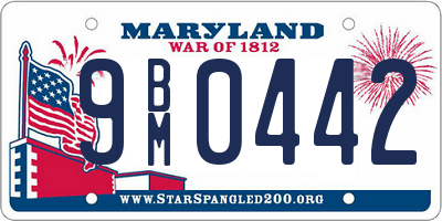 MD license plate 9BM0442