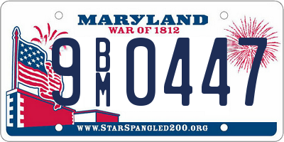 MD license plate 9BM0447