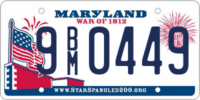 MD license plate 9BM0449