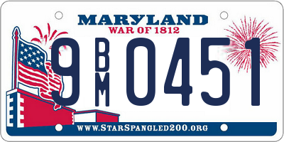 MD license plate 9BM0451