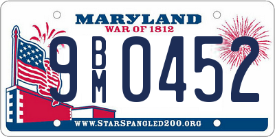 MD license plate 9BM0452