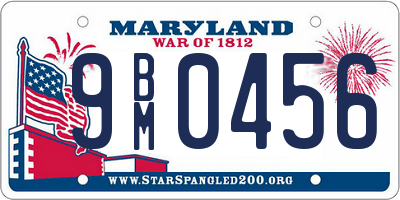 MD license plate 9BM0456
