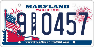 MD license plate 9BM0457