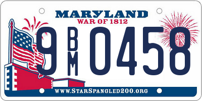 MD license plate 9BM0458