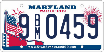 MD license plate 9BM0459