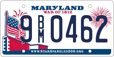 MD license plate 9BM0462