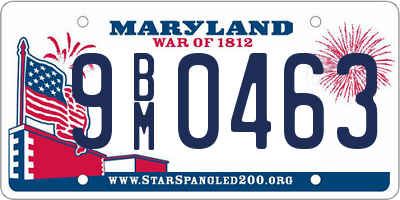 MD license plate 9BM0463