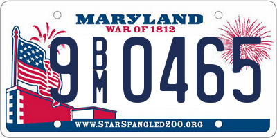 MD license plate 9BM0465