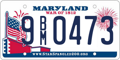 MD license plate 9BM0473