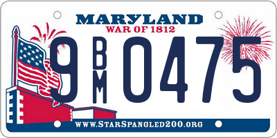 MD license plate 9BM0475