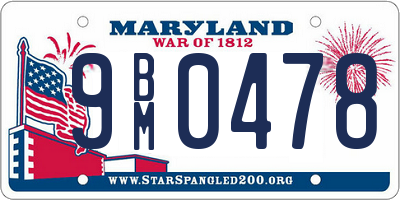 MD license plate 9BM0478