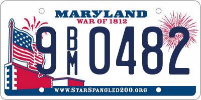 MD license plate 9BM0482