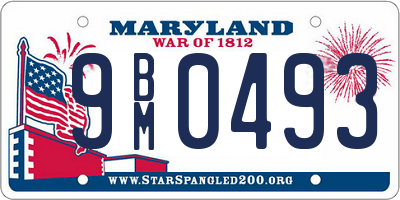 MD license plate 9BM0493