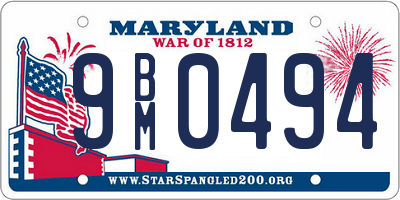 MD license plate 9BM0494