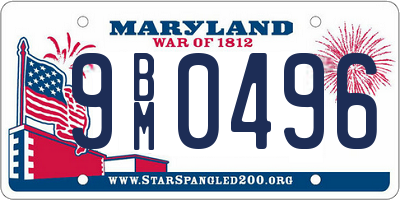 MD license plate 9BM0496