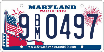 MD license plate 9BM0497