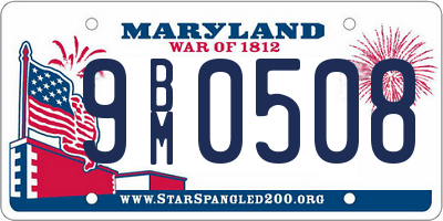 MD license plate 9BM0508