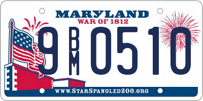 MD license plate 9BM0510