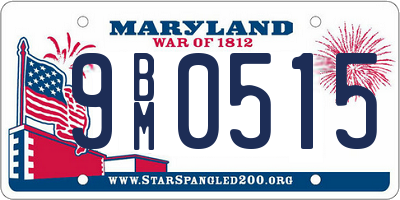 MD license plate 9BM0515